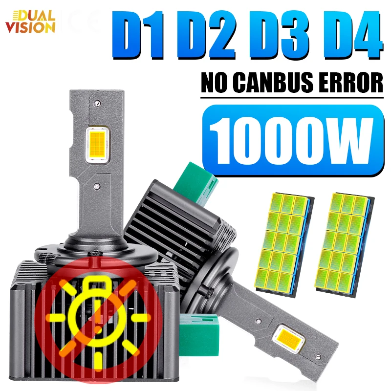 Фото D1S D3S светодиодный фары Canbus 1000 Вт лм D2S D4S авто светильник двухсторонние CSP-чипы HID D1R D2R D3R D4R Xenon автомобиль светильник 12 в 24 В №1