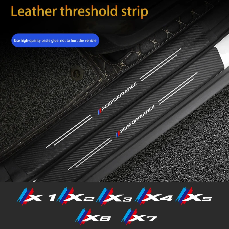 4 шт., кожаные наклейки на пороги автомобиля Bmw X1 X2 X3 X4 X5 X6 X7 F39 F25 E83 G01 G07 F26 G02