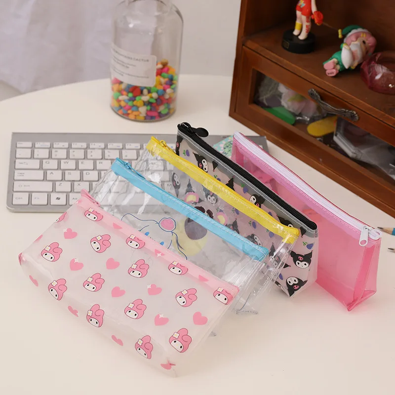 

Милая Sanrio kuromi пенал для девушек Мелодия Кассия большая емкость канцелярская сумка для хранения коричная прозрачная косметичка