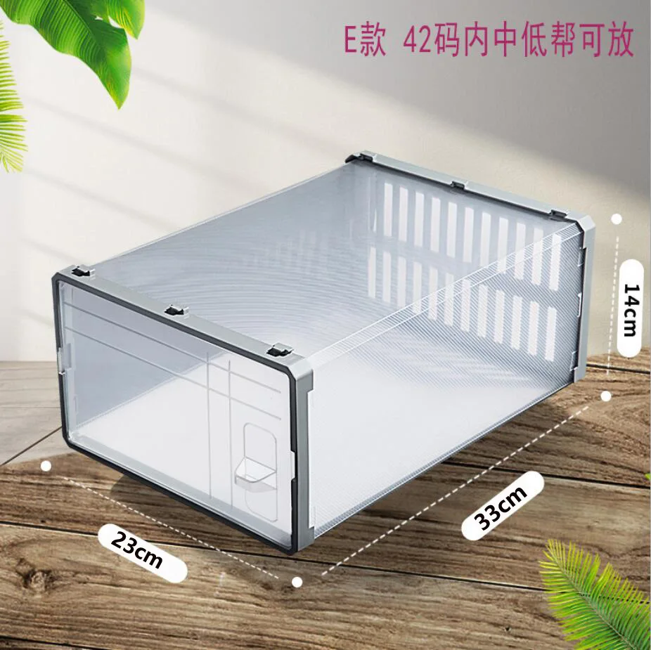 

1674- Fold Plastic shoe boxes storage box shoes box thickened dustproof shoe organizer box superimposed combination shoe cabinet