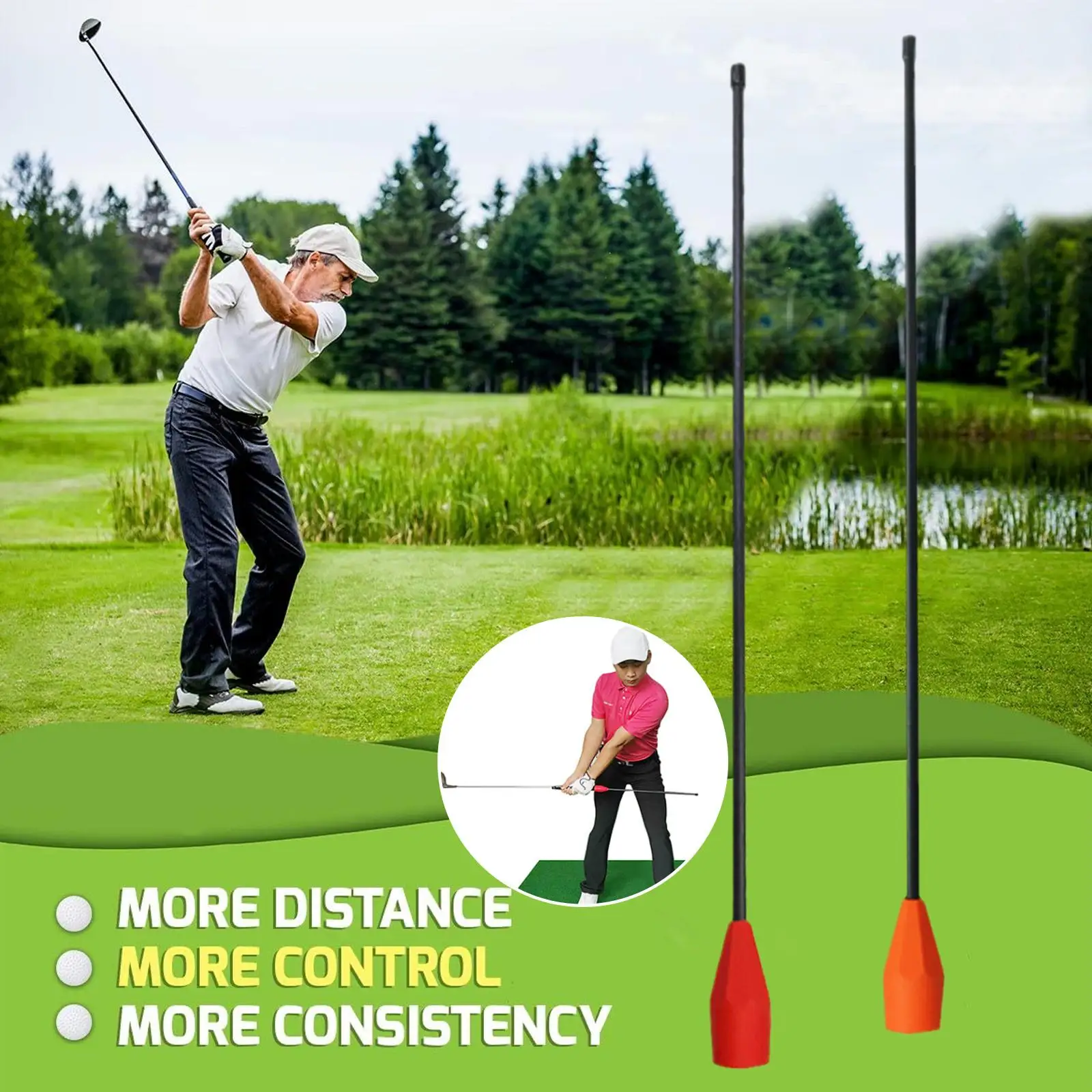 

20.98 Inch Golf Chip Corrector Golf Swing Trainer Anti-flip Exercise Aid Stick Accessoires For Golf Beginners
