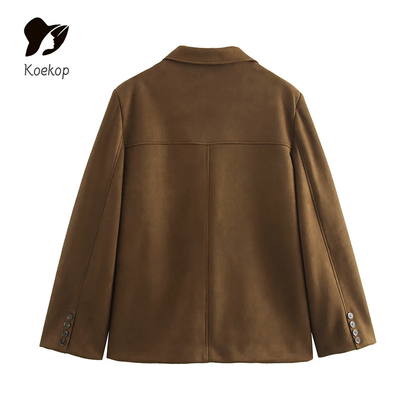 Женский Модный Однотонный Пиджак Koekop С Зубчатым Воротником