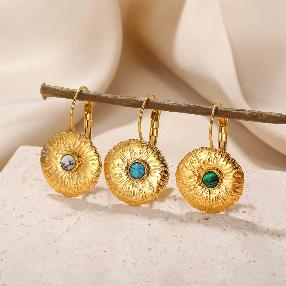 

Round Cap Earrings For Woman Lady Stainless Steel Fashion Multicolor Ethnic Style New Daily Wear Aretes Mujer Jewelry