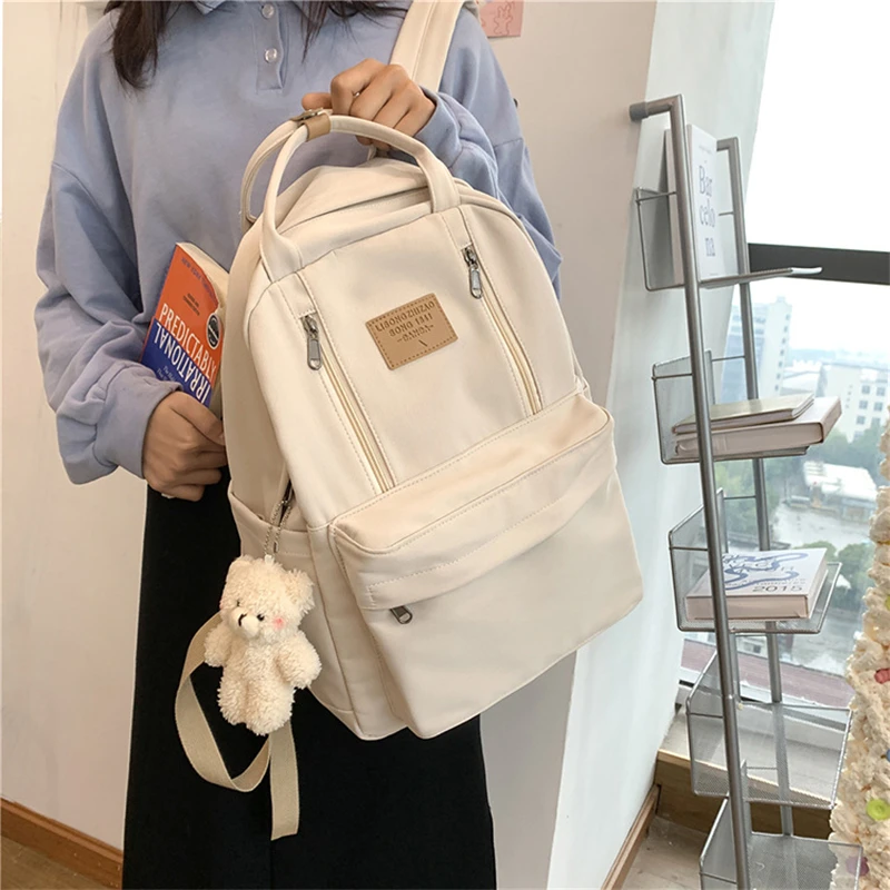 

Multifunction Double Zipper Women Backpack Teenager Girls Laptop Backpack Student Shoulder Bag Korean Style Schoolbag