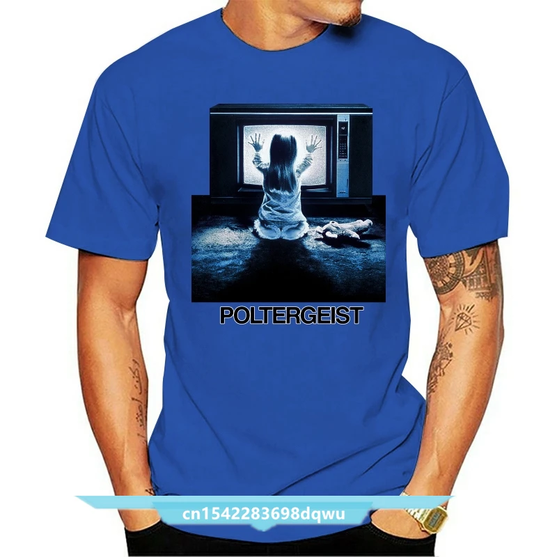 

POLTERGEIST TV SCREEN POSE HORROR MOVIE BBMT504 UNISEX BLACK T SHIRT Mens T Shirt Summer O Neck 100% Cotton Cheap Wholesale