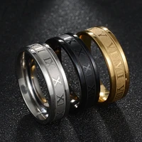 vintage roman numberss ring temperament fashion 6mm width stainless steel couple ring for men woman party jewelry birthday gifts