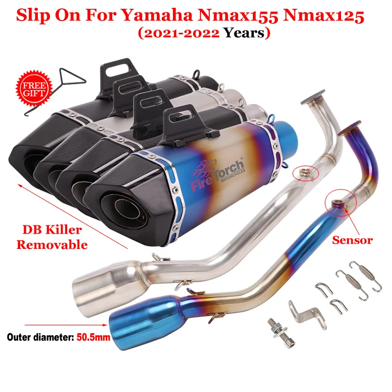 

Full Systems Motorcycle Exhaust Escape Fornt Link Pipe With Muffler Moto For Yamaha Nmax 155 125 NMAX155 / 125 2021 - 2022