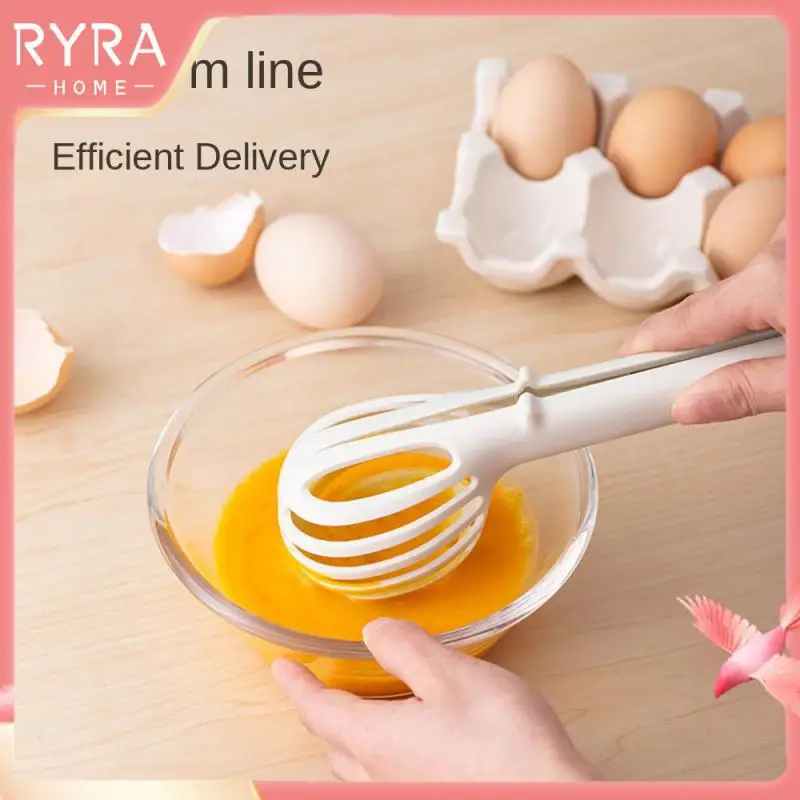 Multifunctional Egg Fishing Device Long Handle Manual Egg Beater Heat Resistant Imitation Sawtooth Design Egg Beater Non-stick