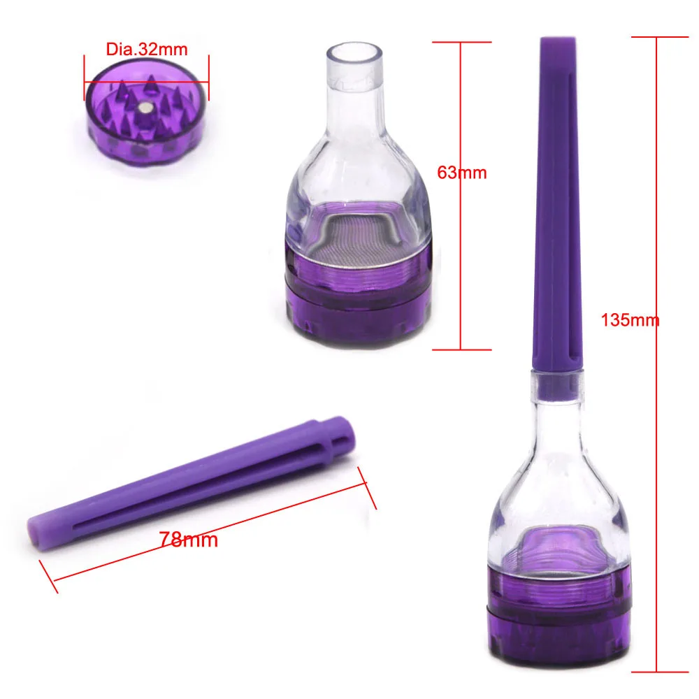 

2 in 1 Plastic Funnel Weed Grinder with Rolling Paper Function Crusher Cigarette Smoke Pipe Tool Cigarette Accessories