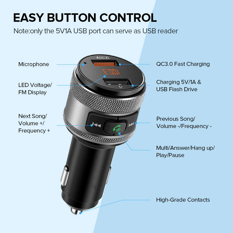 FM-трансмиттер с Bluetooth MP3-плеер автомобильный комплект громкой связи 3 1 А зарядное