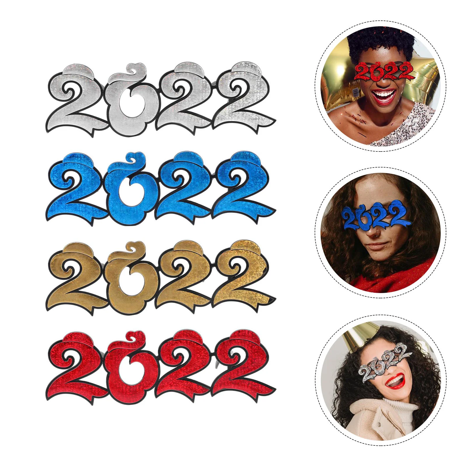 

4Pcs Decorative Glasses Frames Eyeglasses Props New Year's Eve Party Decor