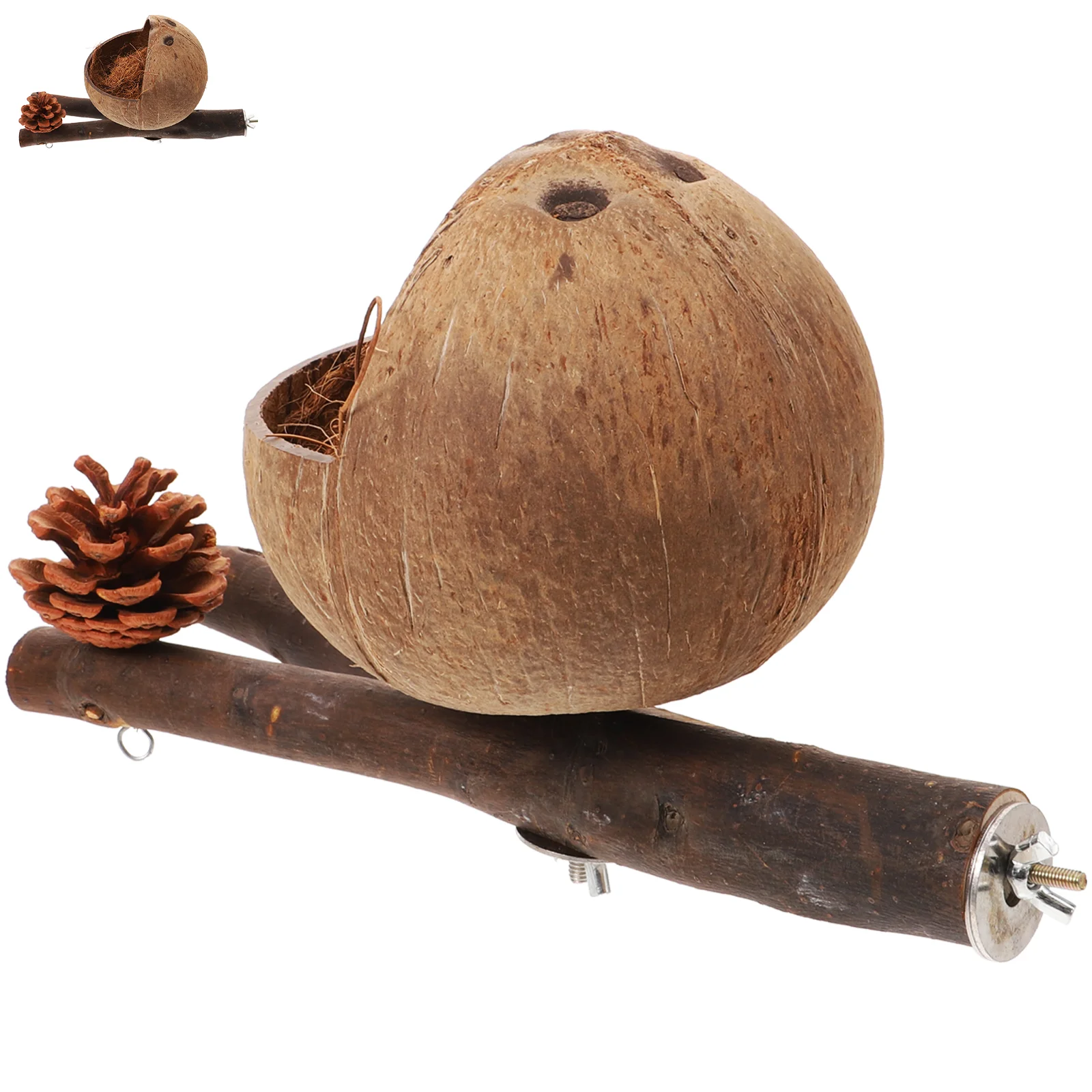 

Decor Breeding Birdcage Pet Birds Nest Coconuts Shell House Decorate Decorative Wooden Perches