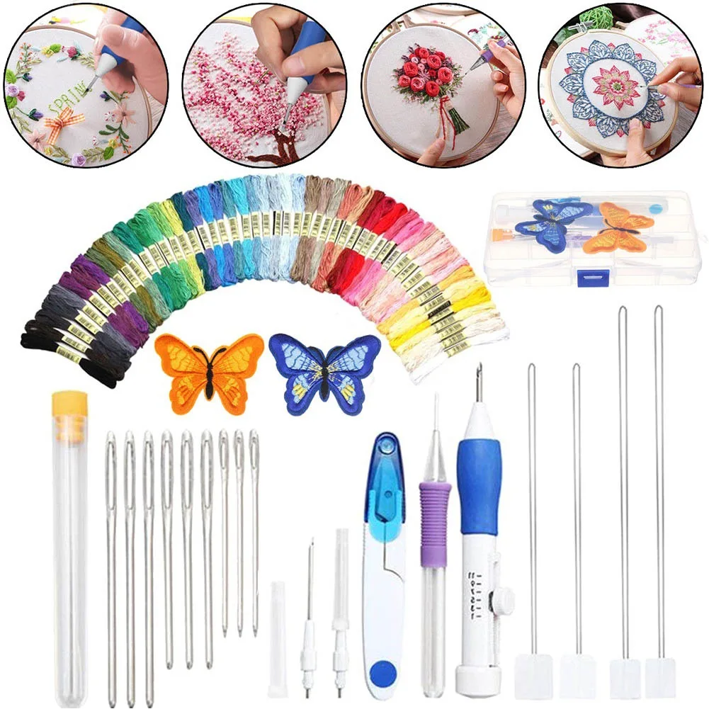 

DIY Magic Embroidery Pen Set Punch Needle Kit Stitching Tool Set Apparel Sewing Weaving Patch Knitting Tool Sewing Accessories