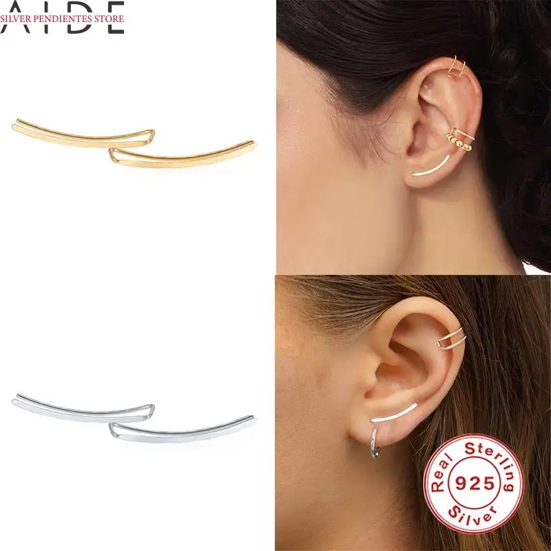 

AIDE Earrings For Women 925 Sterling Silver Smooth Long Line Ear Minimalist Ear Piercing Jewelry Boucle D’oreille