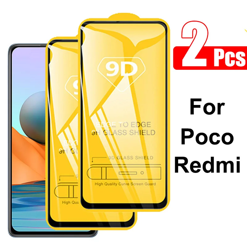 

9D Full Cover Protective Glass for Xiaomi Redmi Note 10 8 9 Pro Note10 9s 10s 5G Screen Protectors for Poco X3 Pro NFC F3 M3 M4