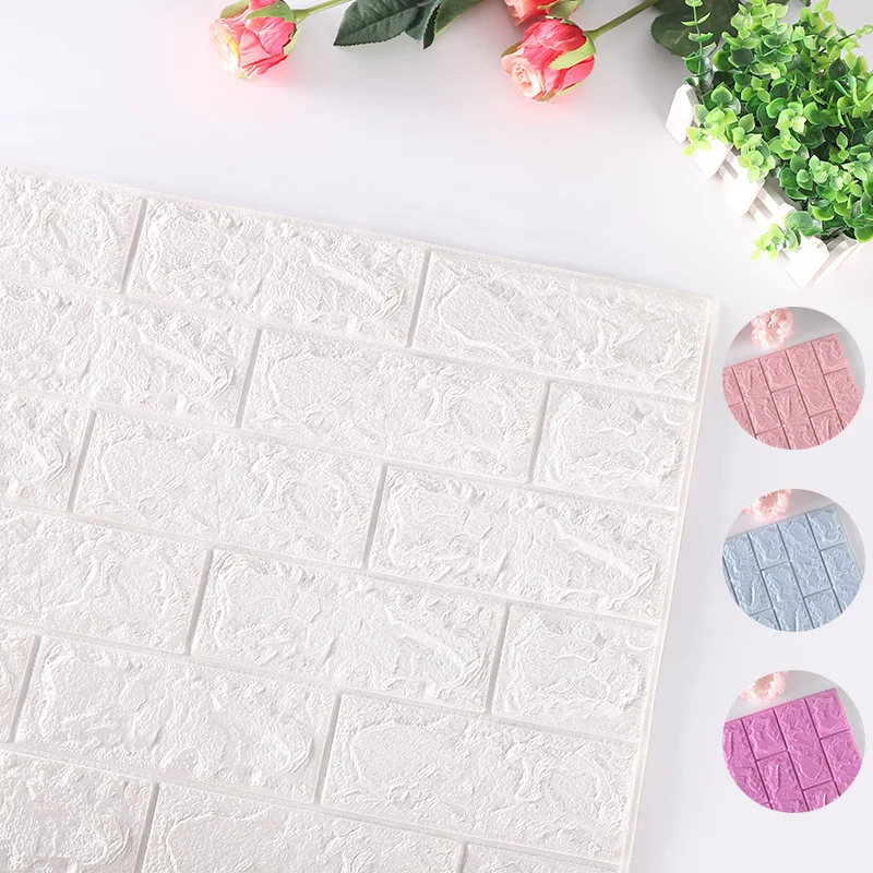 

70x77CM 3D Brick Wall Stickers DIY Decor Self-Adhesive Waterproof Wallpaper For Kids Room Bedroom 3D Wall Sticker Brick