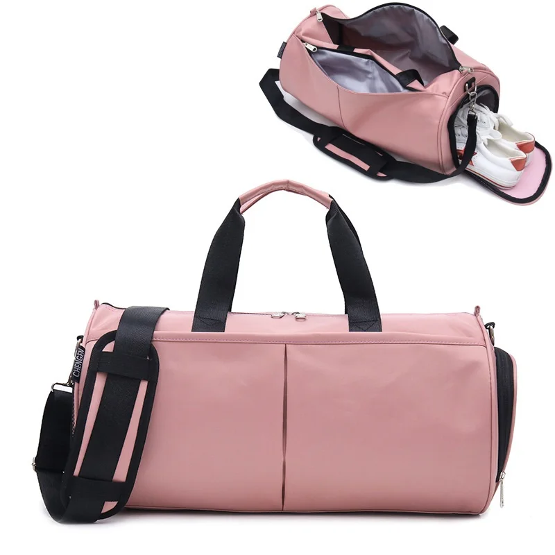 

Woman Gym Bags Women Fitness Sports Black Bag Customized Portable Travel Training Bag with Shoes Compartment