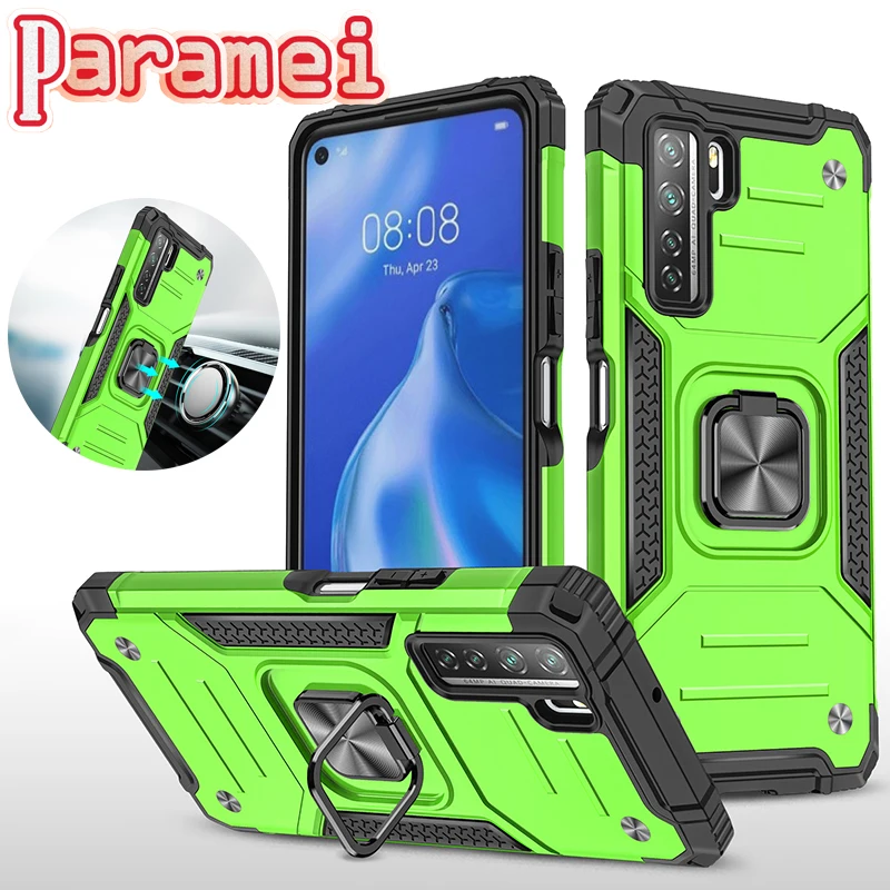 

Shockproof Armor Phone Case For Huawei P30 Lite P40 Pro Plus P Smart S Prime Car Holder with Ring Protection Cover For Mate40