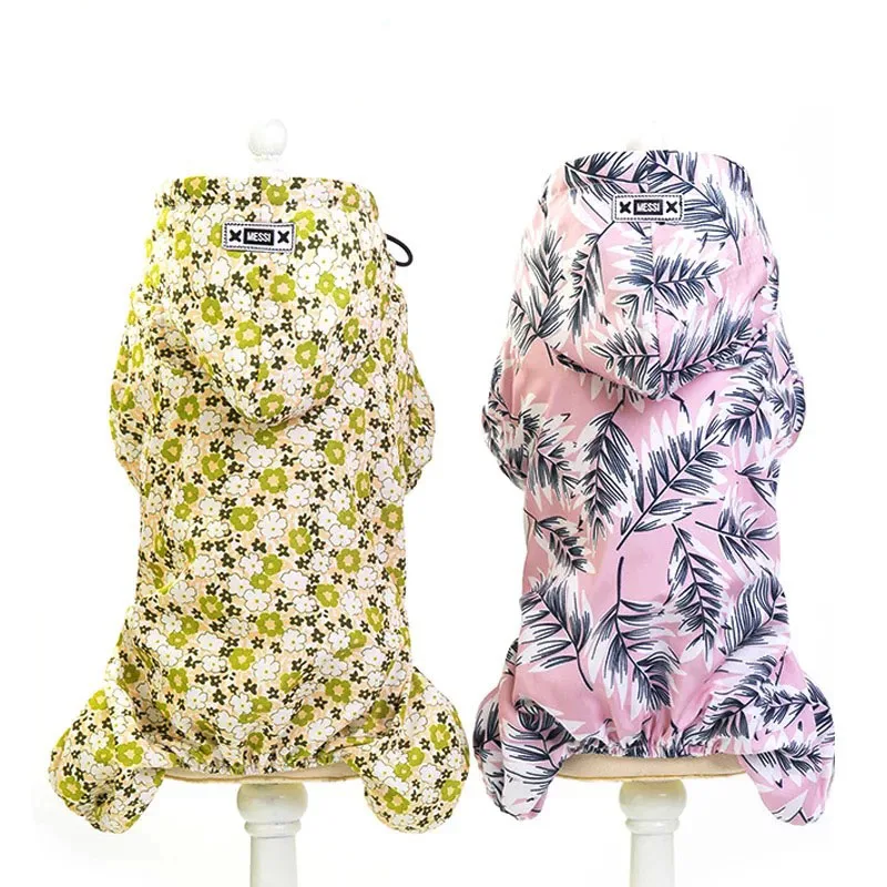 

Small Dog Cat Floral Waterproof Jumpsuit Pet Windproof Coat Pets Rainwear Clothes for Big Dogs Puppy Raincoat Corgi Chihuahua