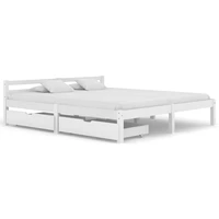 bed frame with 2 drawers solid pine wood bed b bedroom furniture white 160x200cm