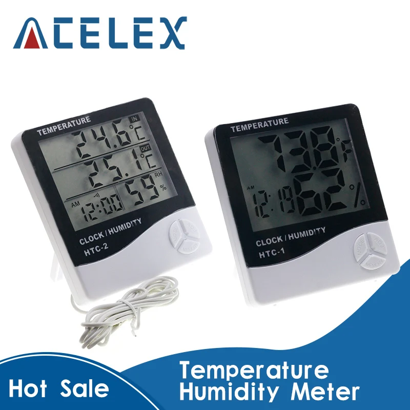 lcd electronic digital temperature humidity meter indoor outdoor thermometer hygrometer weather station clock htc 1 htc 2 free global shipping