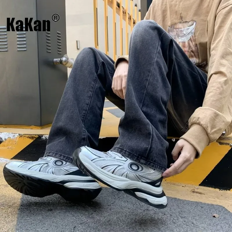 Мужские джинсы в стиле Хай-стрит Kakan свободные европейском и американском