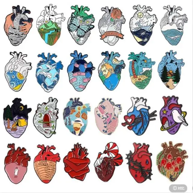 

14 Styles Heart Enamel Pins Viscera Organ Anatomical Brooch Heart Neurology Pin Lapel Badge For Students Doctor and Nurse
