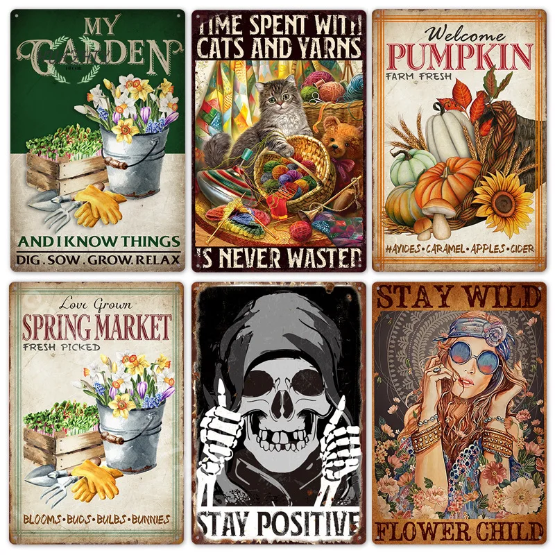 

Garden Vintage Metal Sign Home Bedroom Coffee Club Saloon Bar Living Room Background Outdoor Wall Flower Signs Poster Decoration