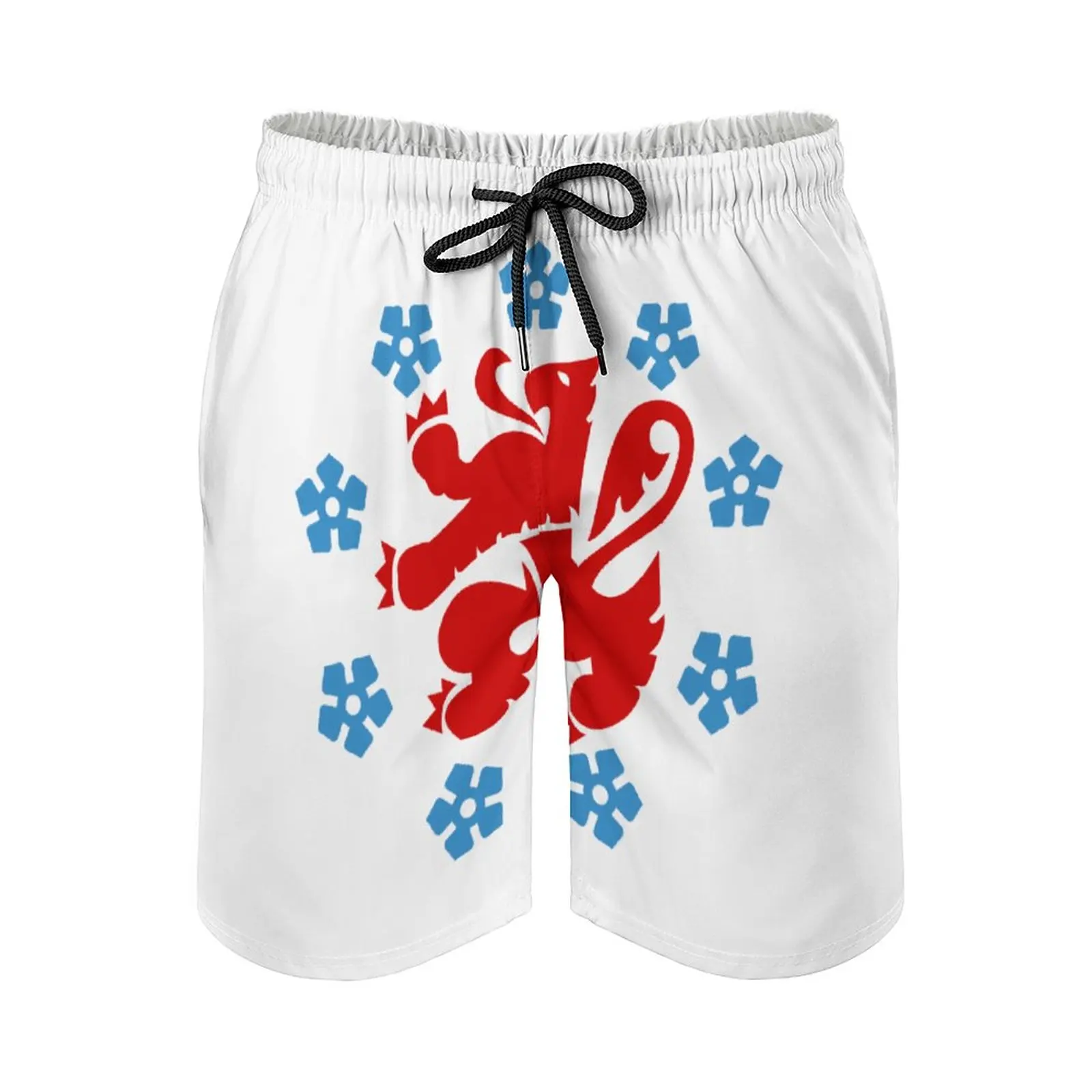 

Men's Beach Shorts Anime Beach Flag of The German Community in Belgium Breathable Quick Dry Novelty Sports Adjustable Drawstring