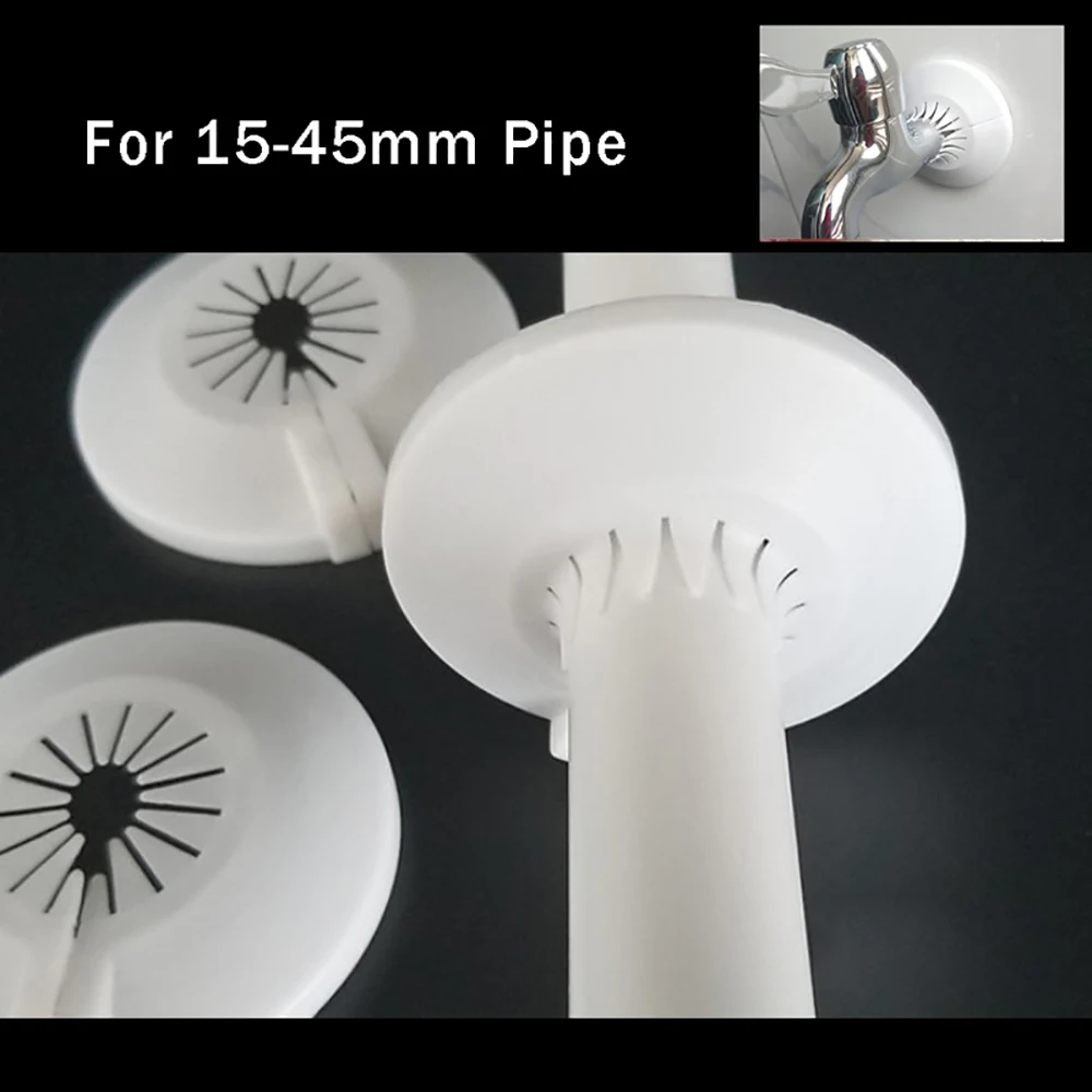 

White 15-45mm Radiator Pipe Collar Shower Faucet Angle Valve Pipe Plug Decoration Cover Snap-on Plate Kitchen Faucet Accessories