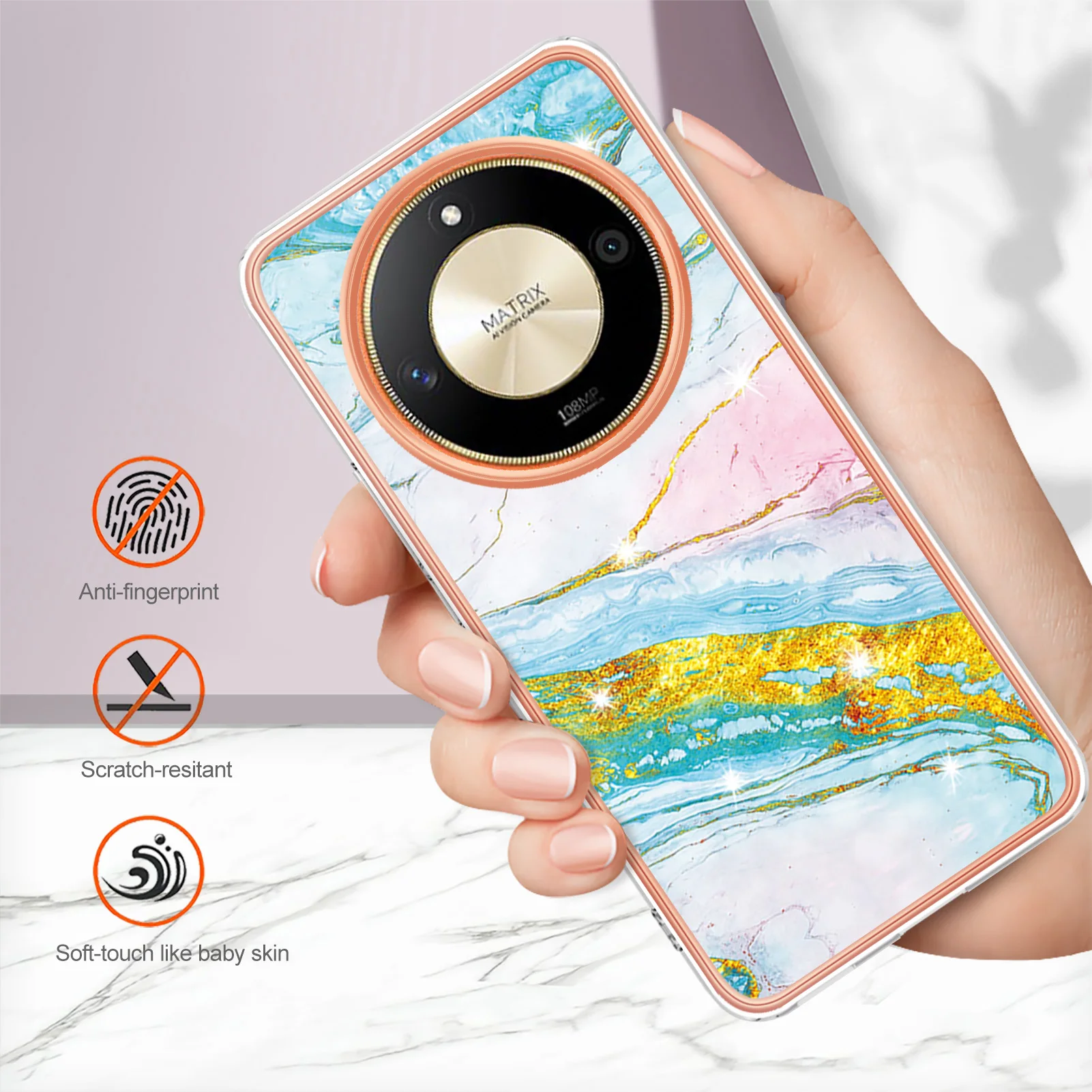 Чехол для Huawei Honor X9b X 9b с покрытием Galaxy мраморный мягкий силиконовый защитный