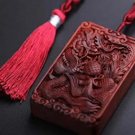 

Exquisite lobular rosewood dragon sign pendant ornament