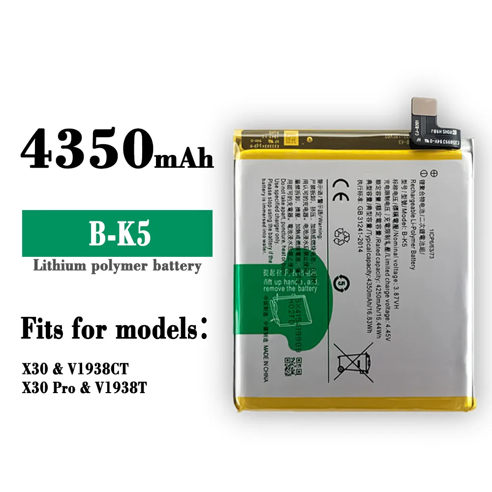 

100% New Orginal Replacement Battery For VIVO X30 X30Pro Phone B-K5 Mobile Phone Built-in Battery Large Capacity Lithium Battery