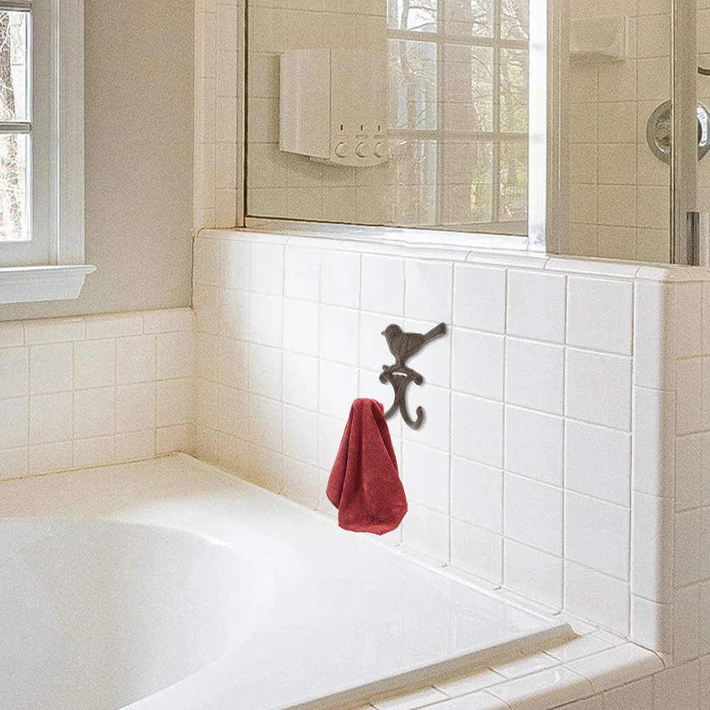 

2 Pcs Hangers Clothes Cast Iron Bird Hook Towel Storage Wall Vintage Metal Hooks Office