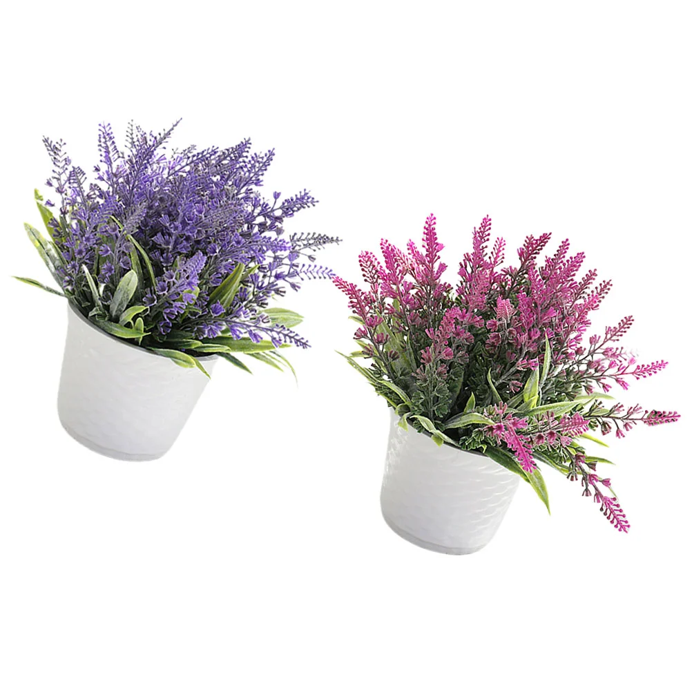 

Pot Fake Decorative Plants Potted Simulation Lavender Bonsai Artificial Realistic