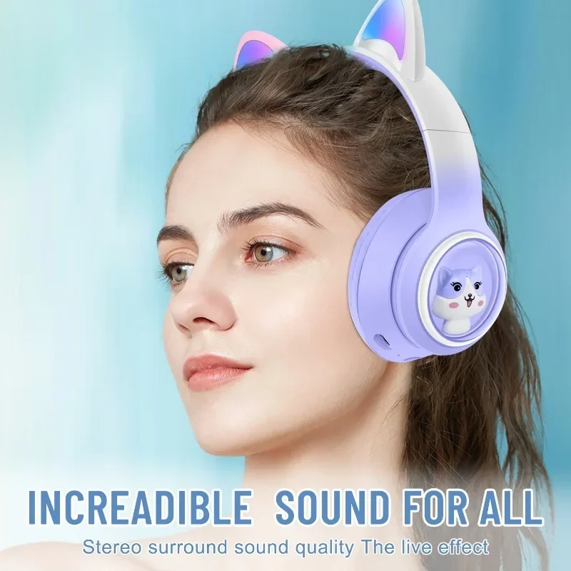 Для нового AKZ-02 беспроводные Bluetooth-наушники с милыми кошачьими ушками градиентные