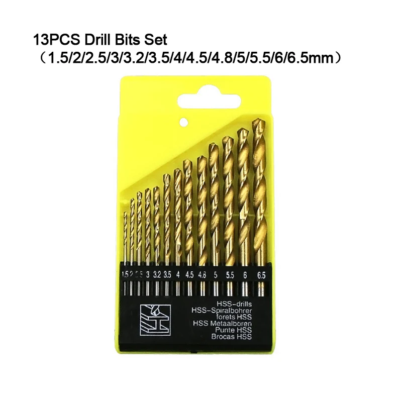 

Набор сверл из быстрорежущей стали с титановым покрытием