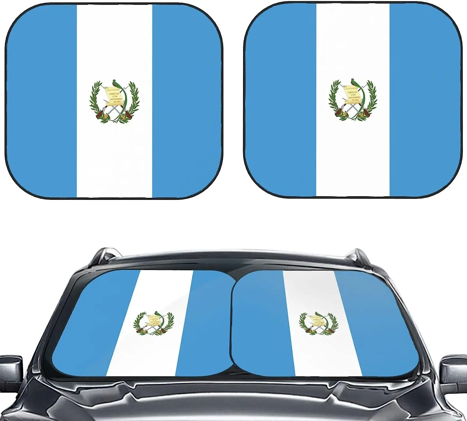 

Guatemala Flag Car Windshield Sun Shade Auto Foldable 2pcs Window Sunshades for Most Windshield Car Sun Visor Protector