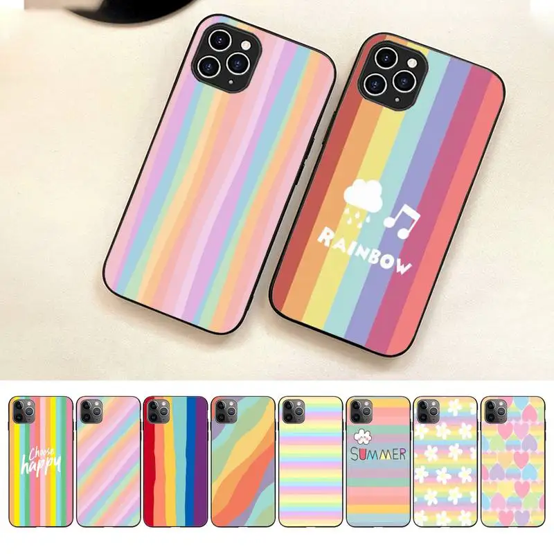 

Colorful Rainbow Stripe Phone Case For Iphone 7 8 Plus X Xr Xs 11 12 13 14 Se2020 Mini Pro Max Case