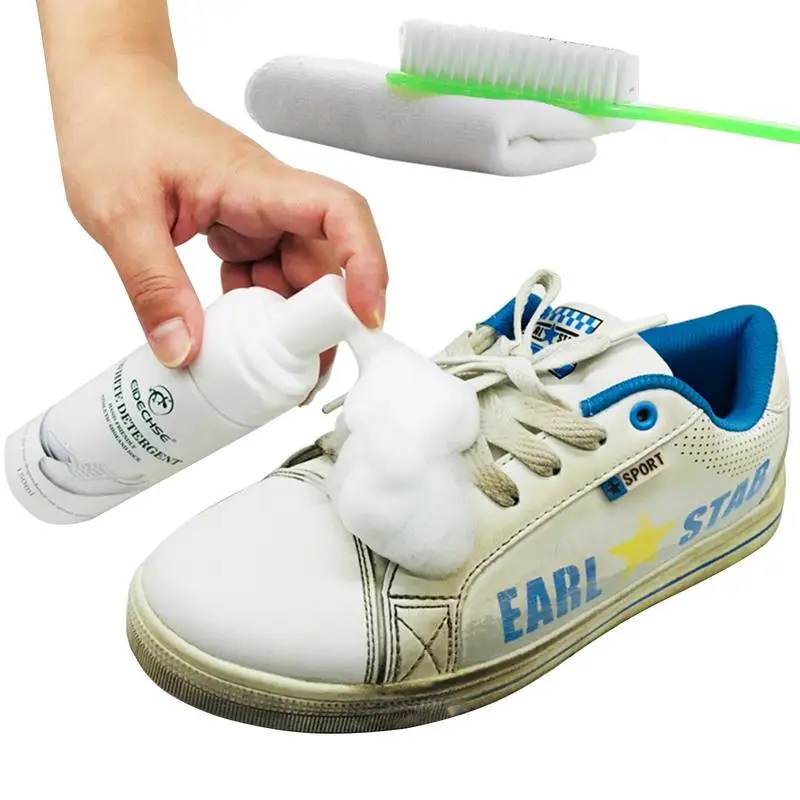 

White Shoes Cleaner Whiten Refreshed Polish Cleaning Tool For Casual Leather Shoe Sneakers With Shoe Brushes Shoe Cloth