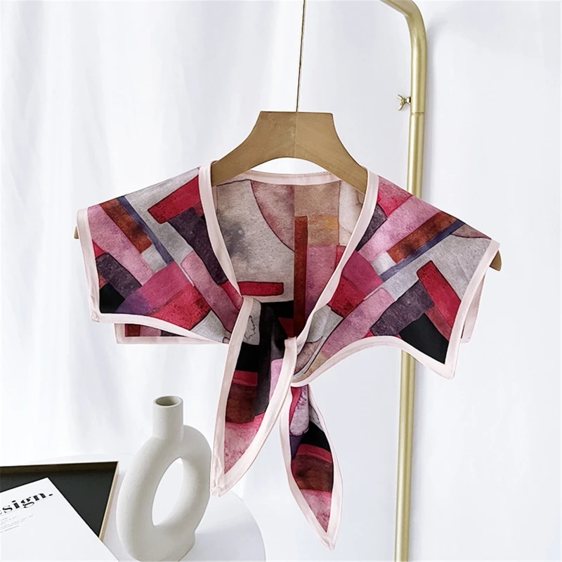 

Satin Shoulder Wrap Shoulder Scarf Wrap Print Neckercheif Detachable False Collar Print Scarf Simulation Silk Scarf