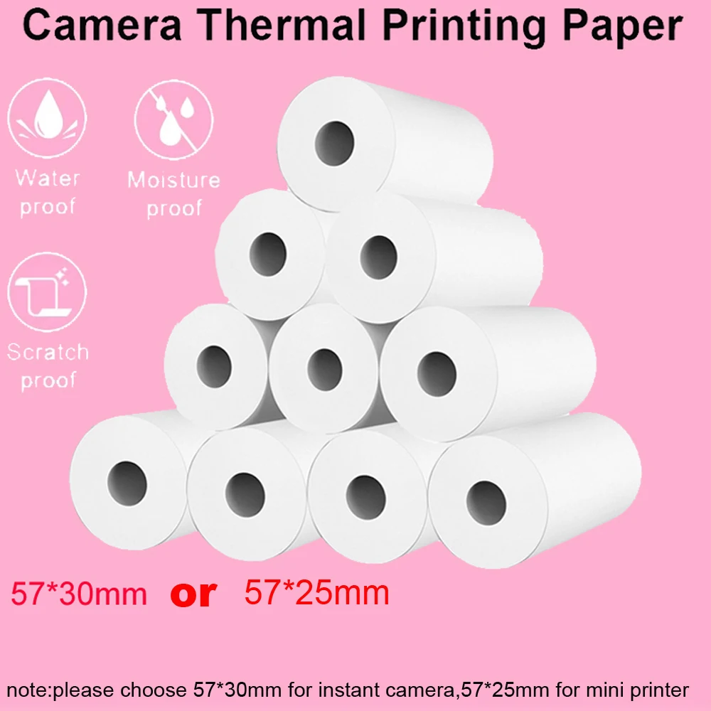 

5/10/15/20 57*30mm Thermal Paper White Children Camera Instant Print Kids Camera Printing Paper Replacement Accessories Parts