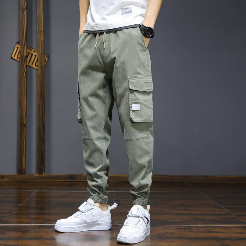 Spring Summer Cargo Pants Men's Trendy Outdoor Ankle Banded Pant Loose Elastic Waist Overalls Harem Trousers jeans  size S-5XL