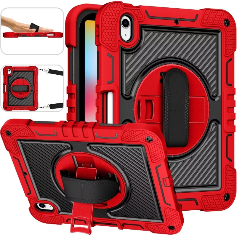 

Case For iPad 10th Generation 2022 Military Shockproof Rugged Cover iPad 10.9 A2757/A2777/A2696 Stand Handle Shoulder Strap Capa