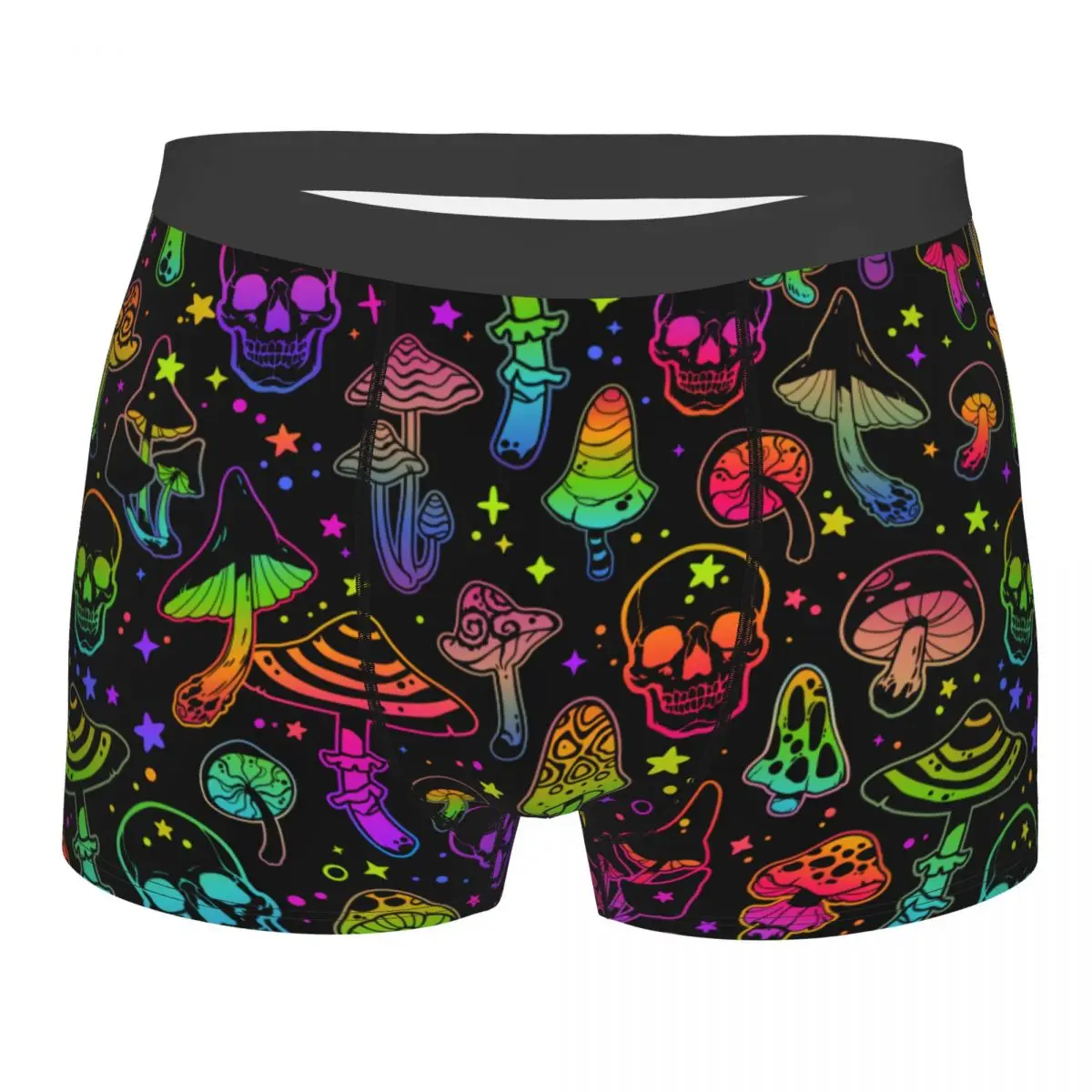 

Men's Bright Poisonous Mushrooms Skulls Underwear Psychedelic Humor Boxer Briefs Shorts Panties Male Soft Underpants Plus Size