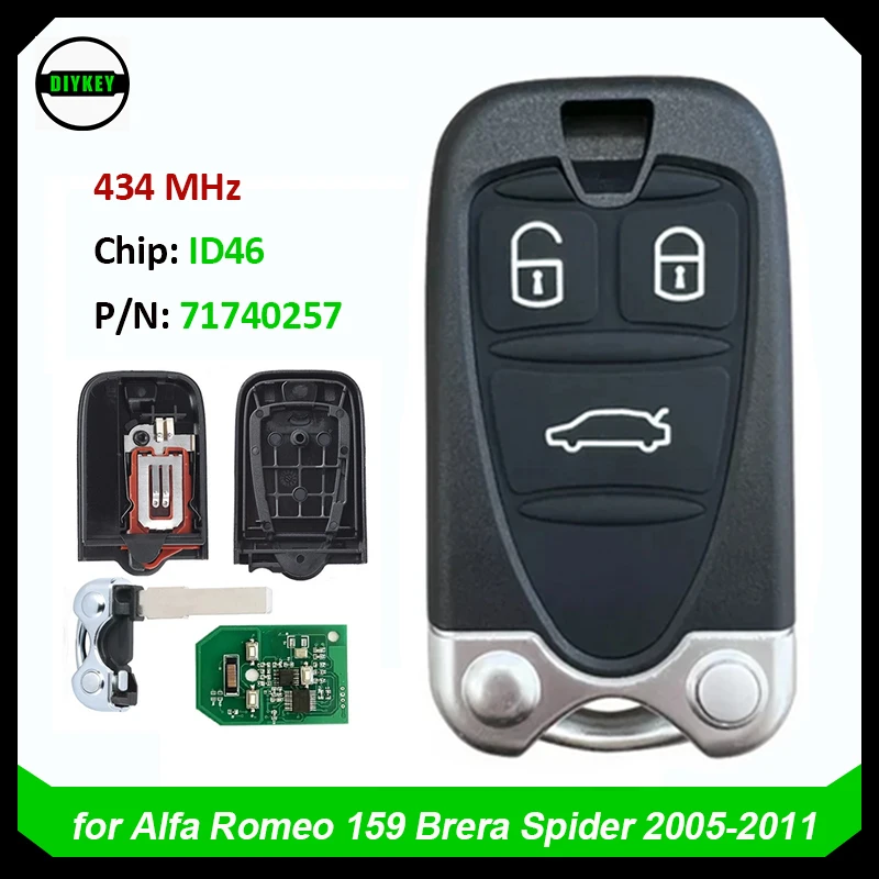 Ключ дистанционного управления DIYKEY с 3 кнопками для Alfa Romeo 159 автомобиль Brera Spider
