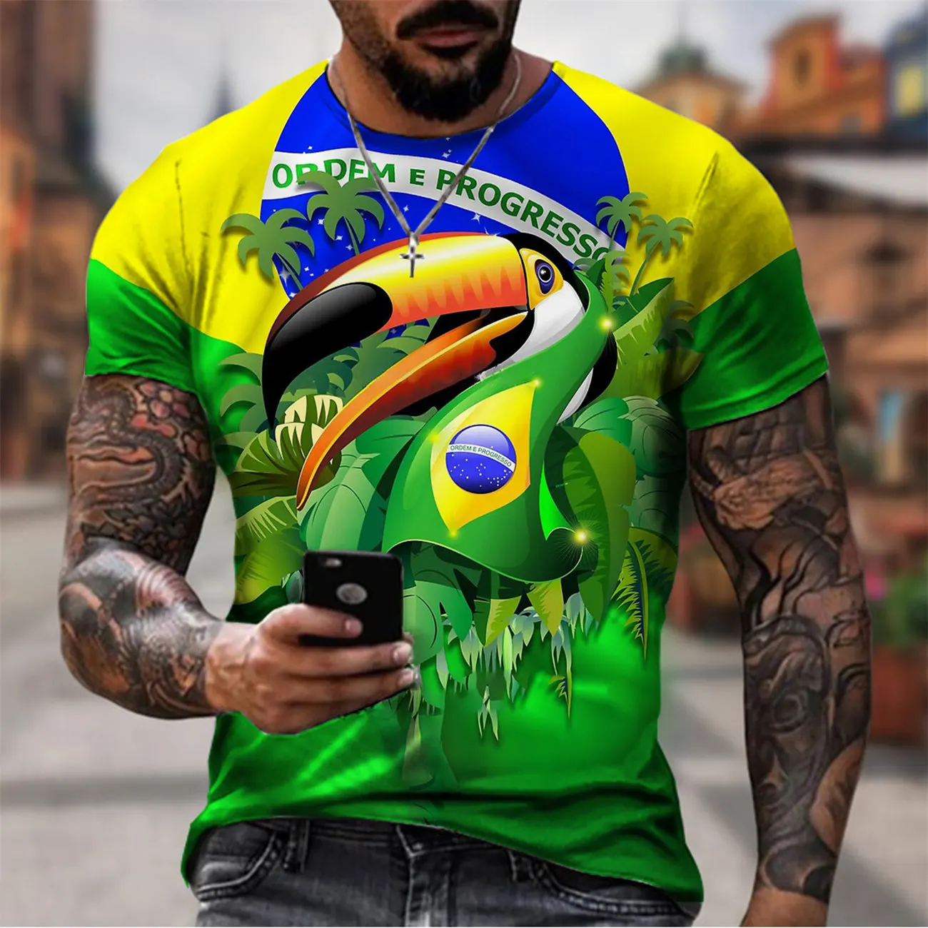 

Man Fashion Brazil T Shirt Harajuku Men's Brasil Flag 3D Printing Casual Sports