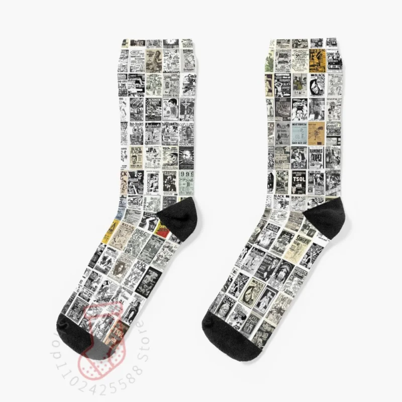 Vintage Punk Rock Flyers Socks Heating Sock Custom Socks Gift For Man