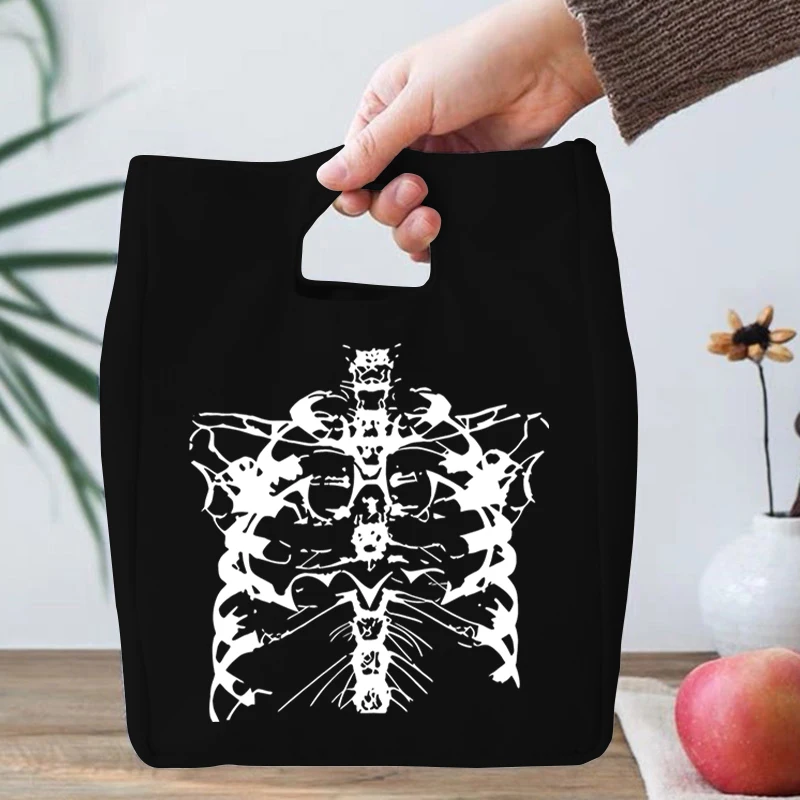 

Новинка 2022, Холщовый Ланч-бокс с мультяшным принтом черепа, сумки, сумка-тоут, портативный детский контейнер для хранения еды, дорожная посу...