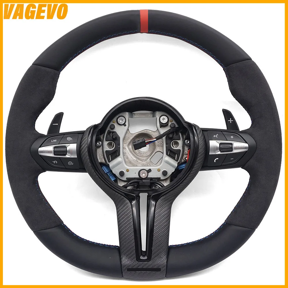 

Руль для BMW F30 F32 F10 F20 F07 F01 F90 E90 M3 M5 M, спортивный многофункциональный руль из алькантары из углеродного волокна